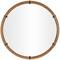 40" x 40" Brown Wood Round Design with Brass Metal Support Wall Mirror